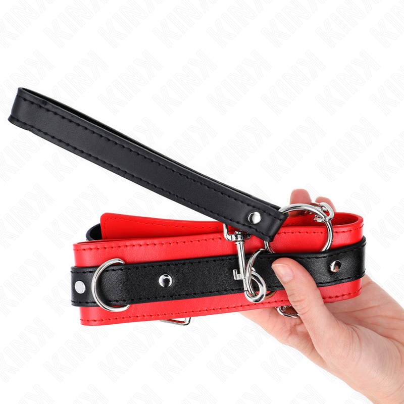 KINK - BASIC MODEL COLLAR WITH LEASH 65 CM MODEL 3 RED 53 X 5 CM - NOCTURNA DESIRES
