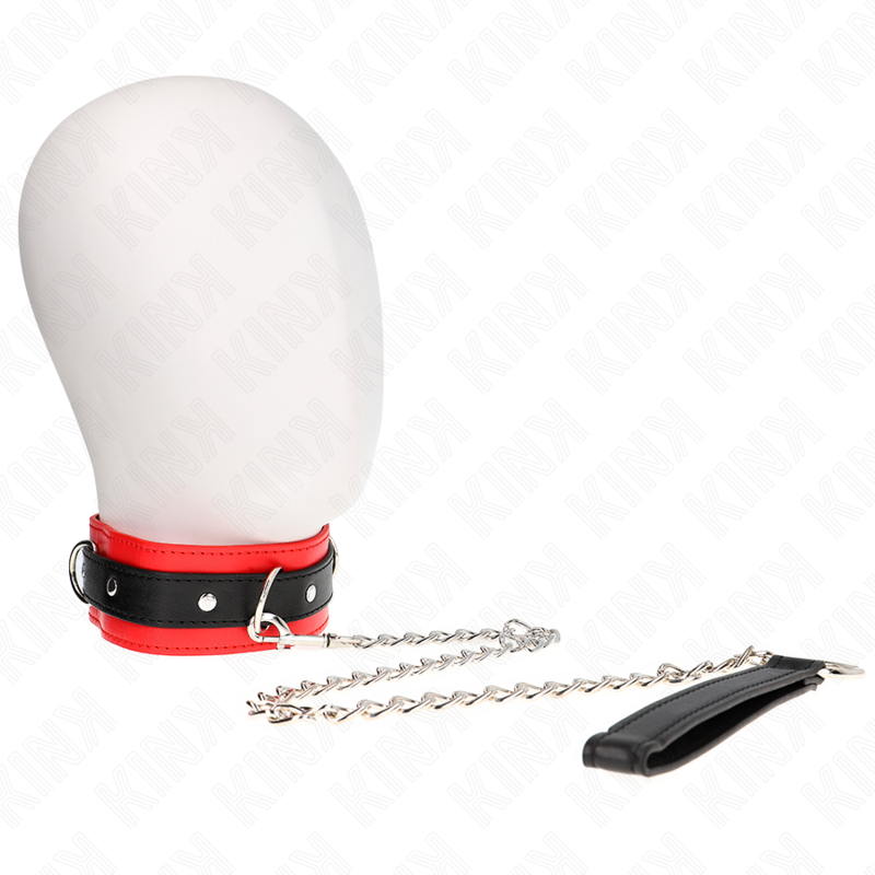 KINK - BASIC MODEL COLLAR WITH LEASH 65 CM MODEL 3 RED 53 X 5 CM - NOCTURNA DESIRES