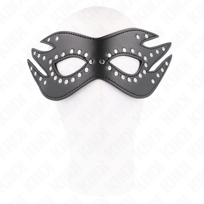 KINK - LEATHERETTE MASK WITH RIVETS MODEL 3 26 x 9.5 CM - NOCTURNA DESIRES