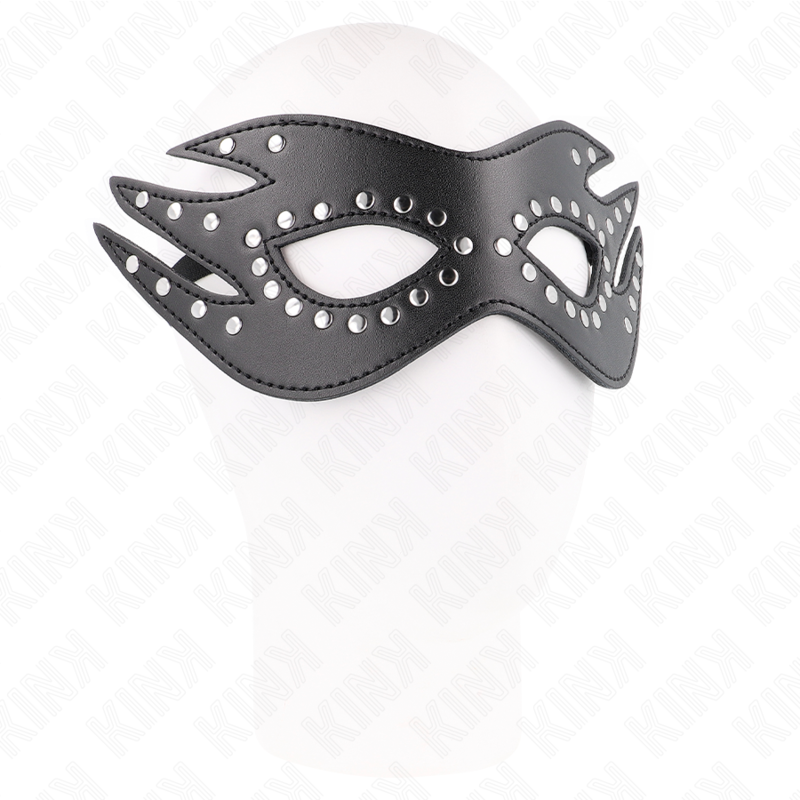 KINK - LEATHERETTE MASK WITH RIVETS MODEL 3 26 x 9.5 CM - NOCTURNA DESIRES