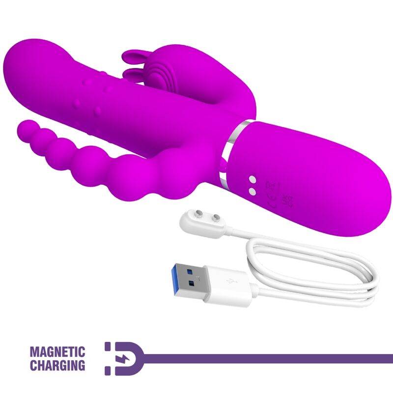 PRETTY LOVE - CAMMY TRIPLE VIBRATOR MULTIFUNCTION 4 IN 1 PINK - NOCTURNA DESIRES
