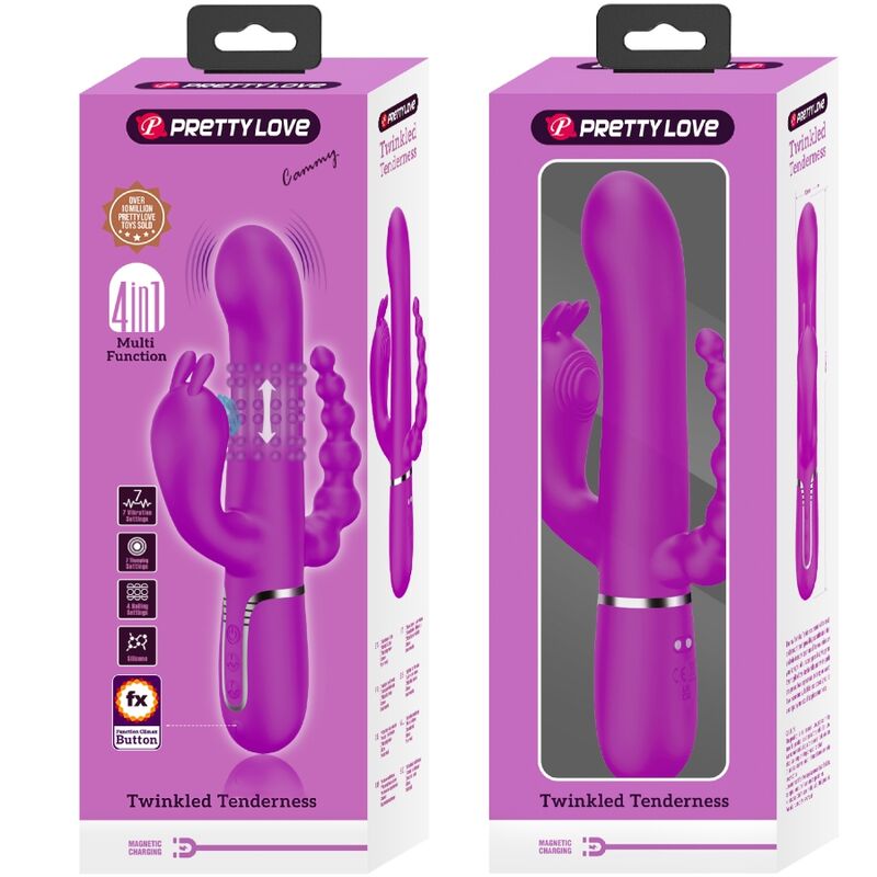PRETTY LOVE - CAMMY TRIPLE VIBRATOR MULTIFUNCTION 4 IN 1 PINK - NOCTURNA DESIRES