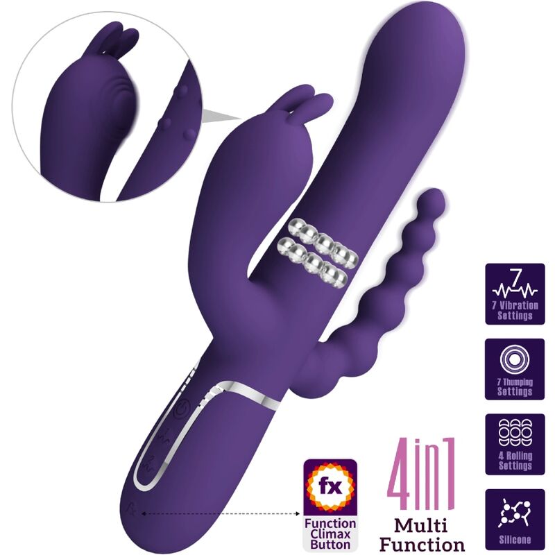 PRETTY LOVE - CAMMY TRIPLE VIBRATOR MULTIFUNCTION 4 IN 1 PURPLE - NOCTURNA DESIRES