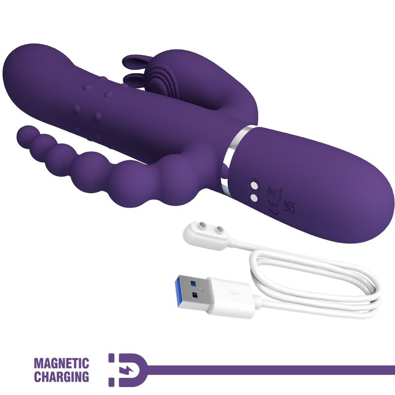 PRETTY LOVE - CAMMY TRIPLE VIBRATOR MULTIFUNCTION 4 IN 1 PURPLE - NOCTURNA DESIRES