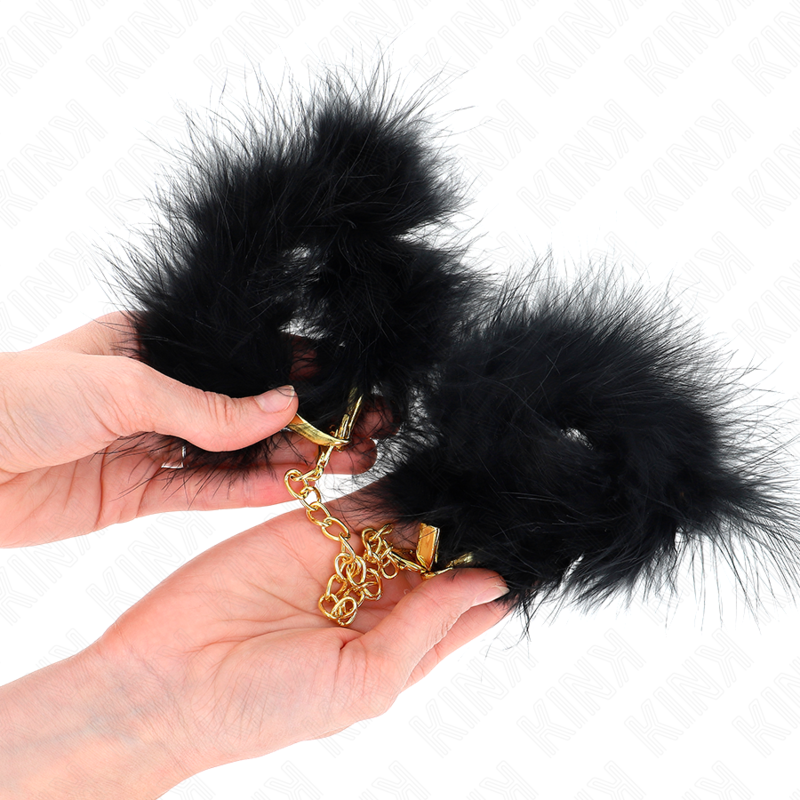 KINK - FEATHER HAND CUFFS WITH GOLD CHAIN MODEL 0 - NOCTURNA DESIRES