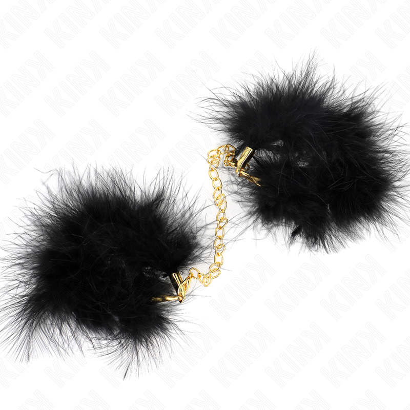 KINK - FEATHER HAND CUFFS WITH GOLD CHAIN MODEL 0 - NOCTURNA DESIRES