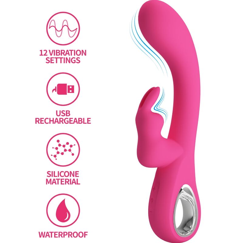PRETTY LOVE - NOVAK RABBIT VIBRATOR 12 VIBRATIONS PINK - NOCTURNA DESIRES