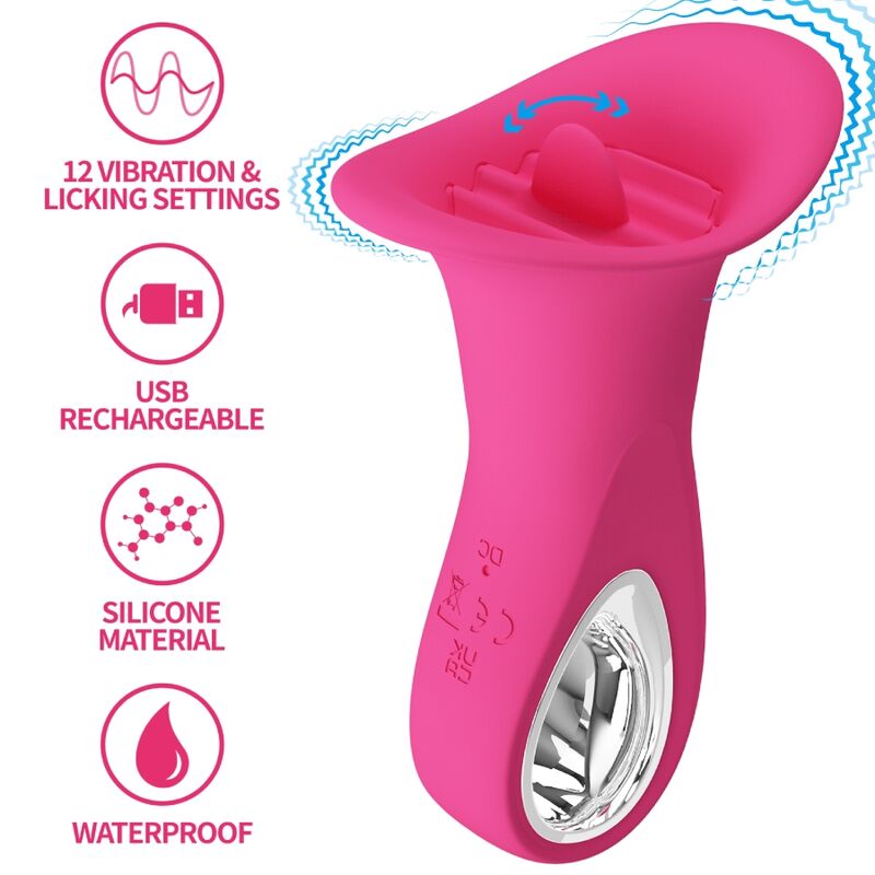 PRETTY LOVE - CLYDE ORAL VIBRATOR VIBRATING TONGUE 12 VIBRATIONS PINK - NOCTURNA DESIRES
