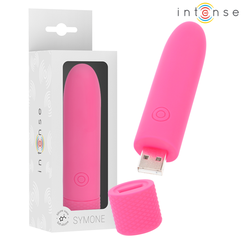 INTENSE - SYMONE USB RECHARGEABLE VIBRATING BULLET 8 VIBRATIONS PINK 10 X 2.2 CM - NOCTURNA DESIRES