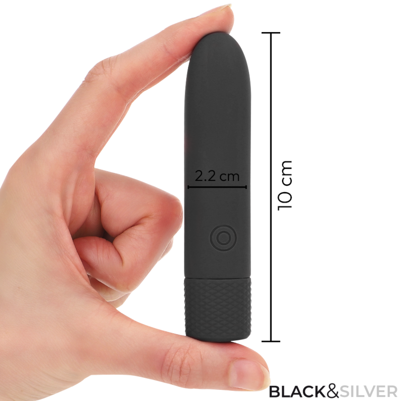 BLACK & SILVER - GERI USB RECHARGEABLE VIBRATING BULLET 8 VIBRATIONS BLACK 10 X 2.2 CM - NOCTURNA DESIRES