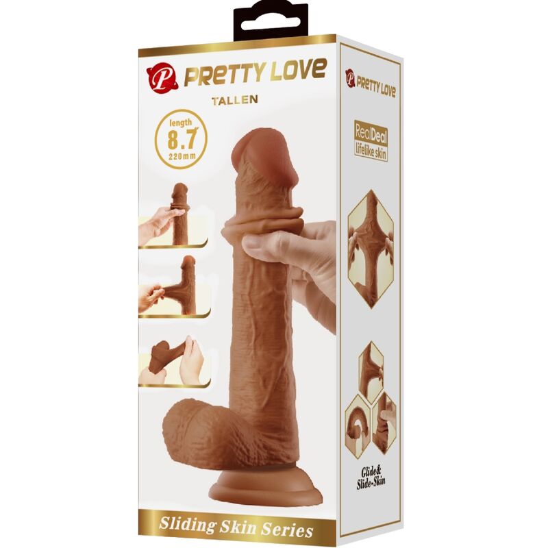 PRETTY LOVE - TALLEN REALISTIC DILDO 22 CM BROWN - NOCTURNA DESIRES