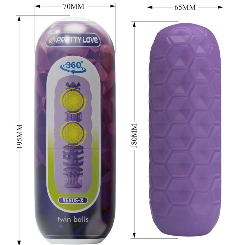 PRETTY LOVE - TWIN BALLS MALE MASTURBATOR PURPLE - NOCTURNA DESIRES