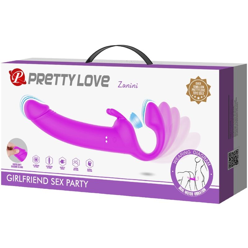 PRETTY LOVE - ZANINI STRAPLESS STRAP-ON 10 VIBRATIONS PURPLE - NOCTURNA DESIRES