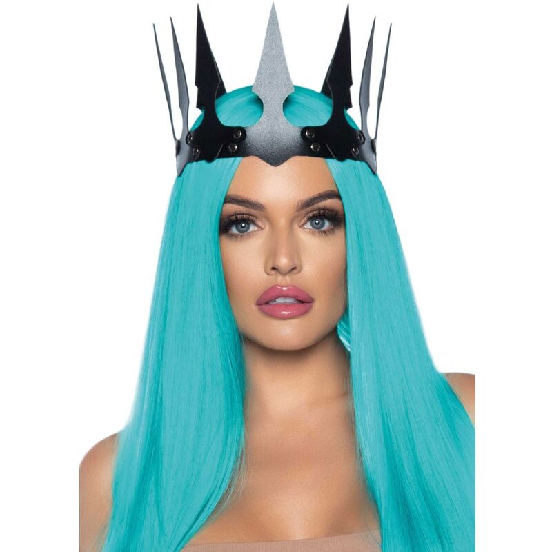 LEG AVENUE - SYNTHETIC LEATHER MALEFICENT CROWN WITH STUDS BLACK - NOCTURNA DESIRES