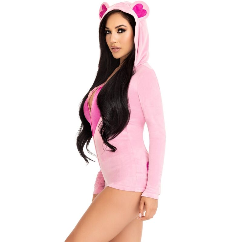 LEG AVENUE - TEDDY BEAR VELVET BODYSUIT PINK S - NOCTURNA DESIRES