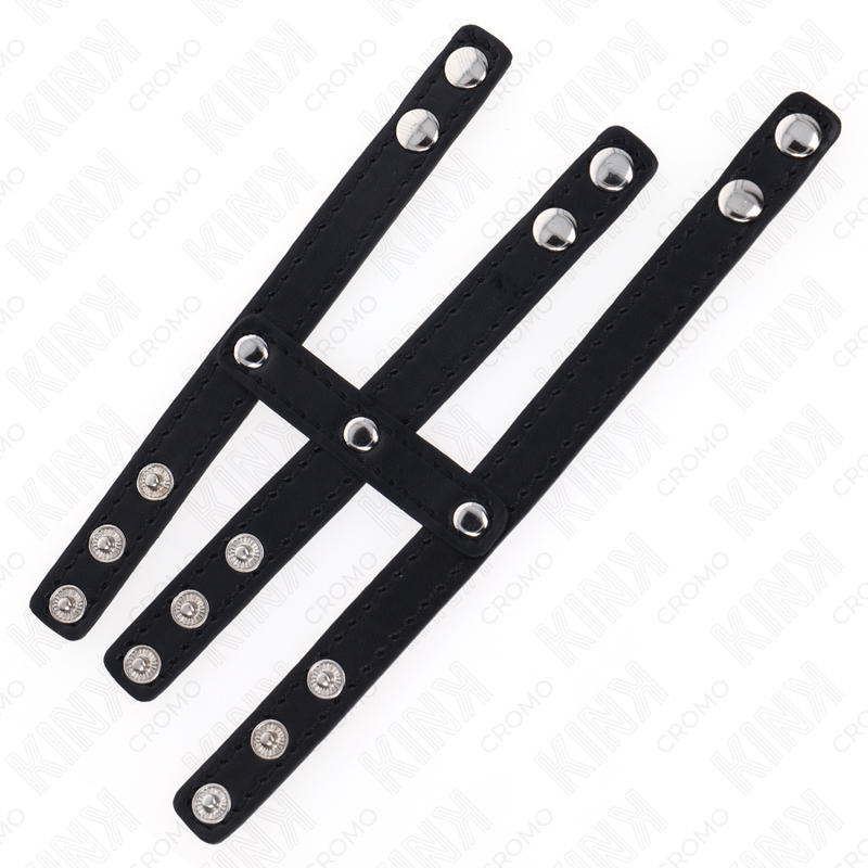 KINK - TRIPLE LEATHER PENIS RING WITH PRESSURE CLOSURE - NOCTURNA DESIRES