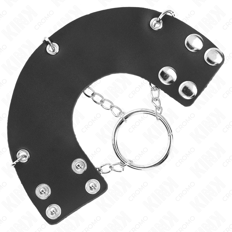 KINK - PENIS RING 4 CM CHAIN 7 CM METAL WITH LEATHER BELT - NOCTURNA DESIRES