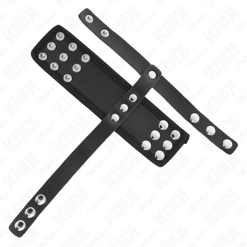 KINK - LEATHER PENIS CAGE RING WITH ADJUSTABLE COATED BALL DIVIDER STRAP - NOCTURNA DESIRES