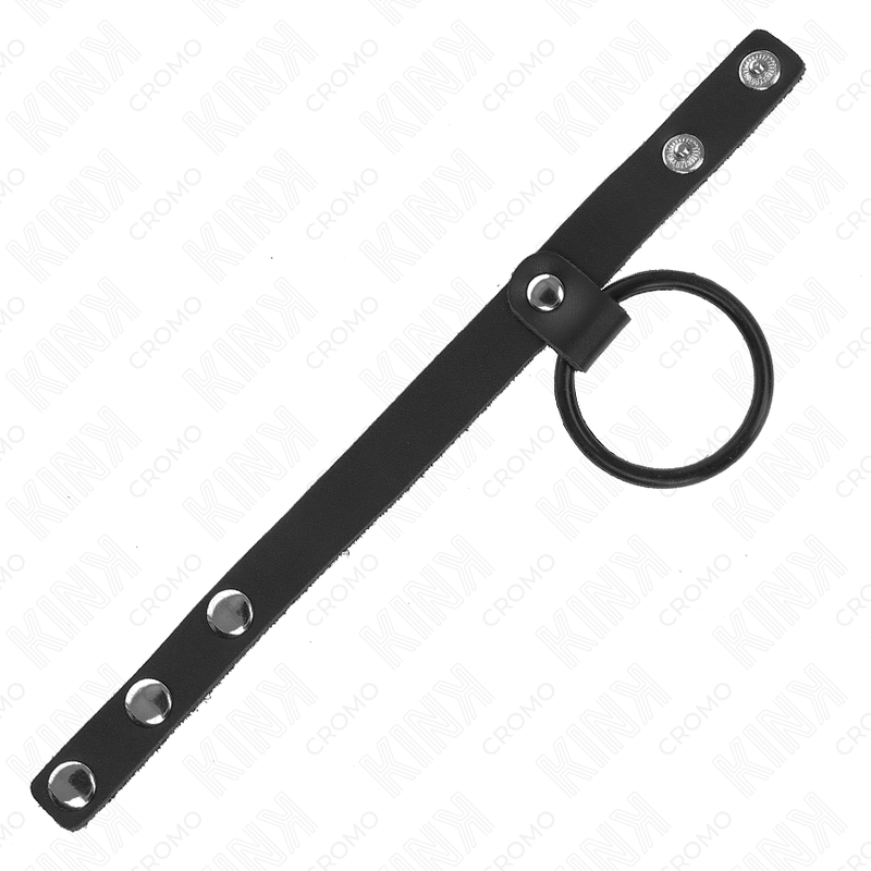 KINK - SILICONE PENIS RING 3.8 CM AND LEATHER BALL DIVIDER 22 X 1.5 CM - NOCTURNA DESIRES