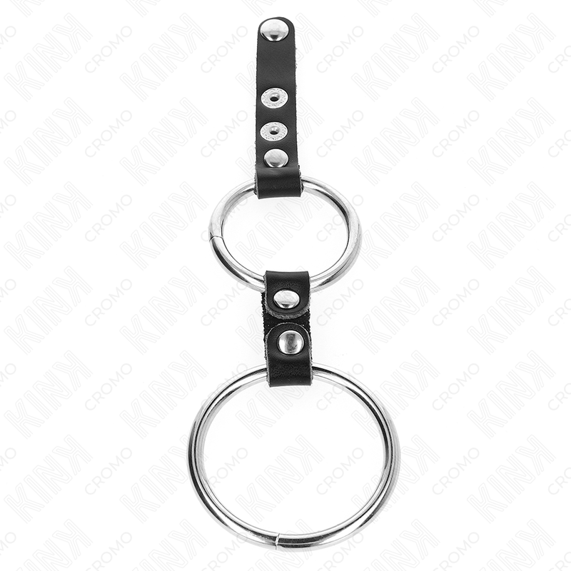 KINK - DOUBLE PENIS RING 3.8 CM TO 5 CM CONNECTED BY LEATHER - NOCTURNA DESIRES