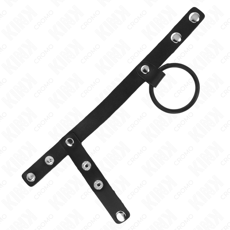 KINK - SILICONE PENIS RING 3.8 CM WITH BALL DIVIDER AND LEATHER STRAP 22 X 1.5 CM - NOCTURNA DESIRES