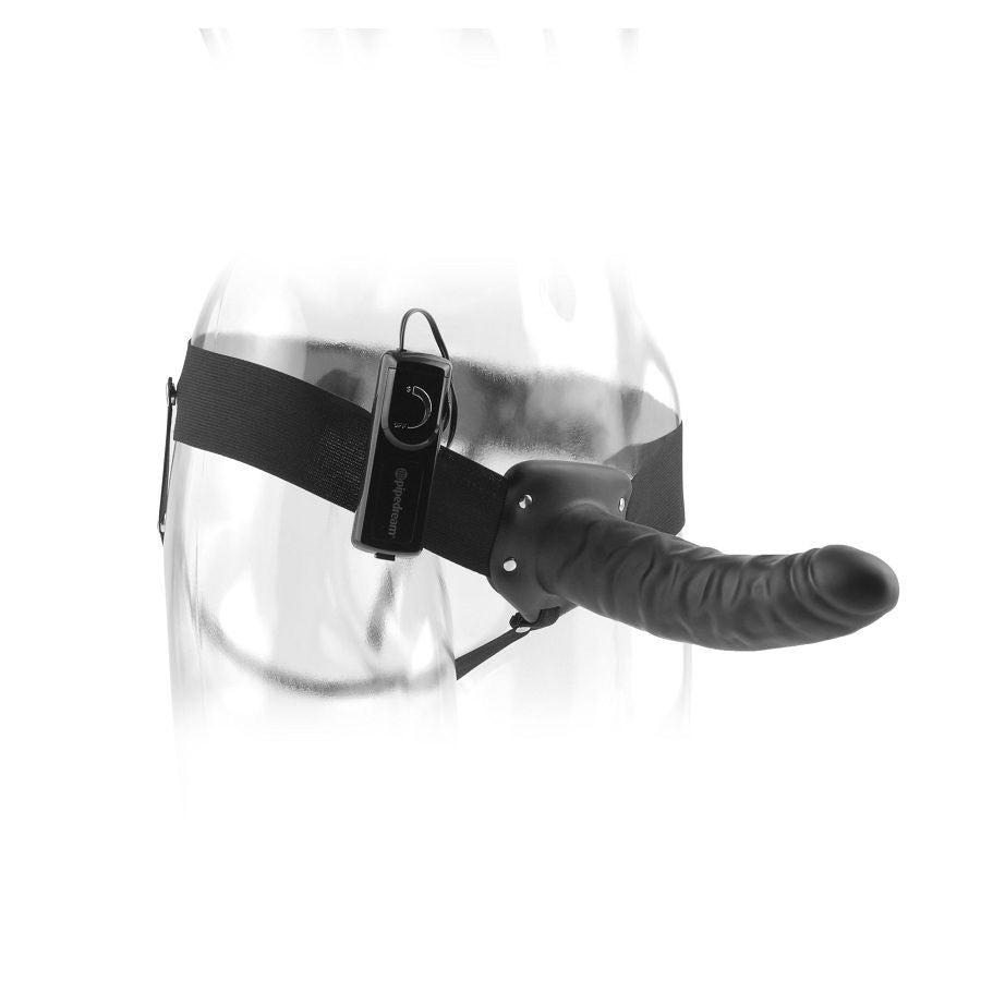 FETISH FANTASY SERIES - 19 CM VIBRATING HOLLOW STRAP-ON BLACK FETISH FANTASY SERIES  NOCTURNA DESIRES