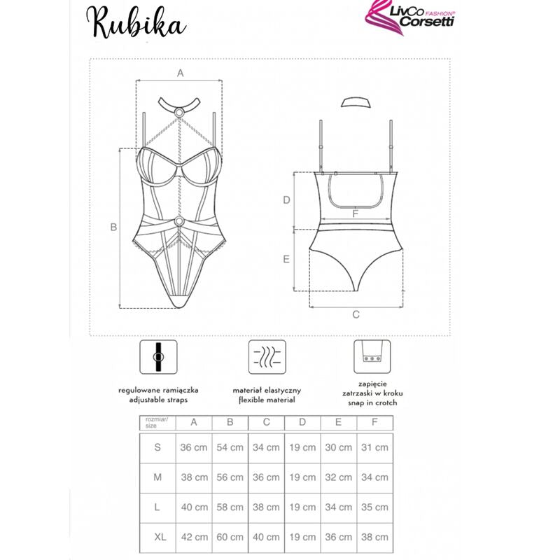 LIVCO CORSETTI FASHION - RUBIKA LC XG079 BODY WITH CHOKER BLACK L - NOCTURNA DESIRES