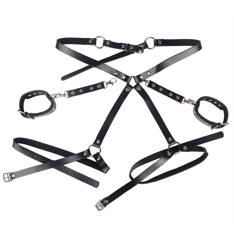 SUBBLIME - 953690 HANDCUFFS WITH BONDAGE BELT BLACK ONE SIZE - NOCTURNA DESIRES