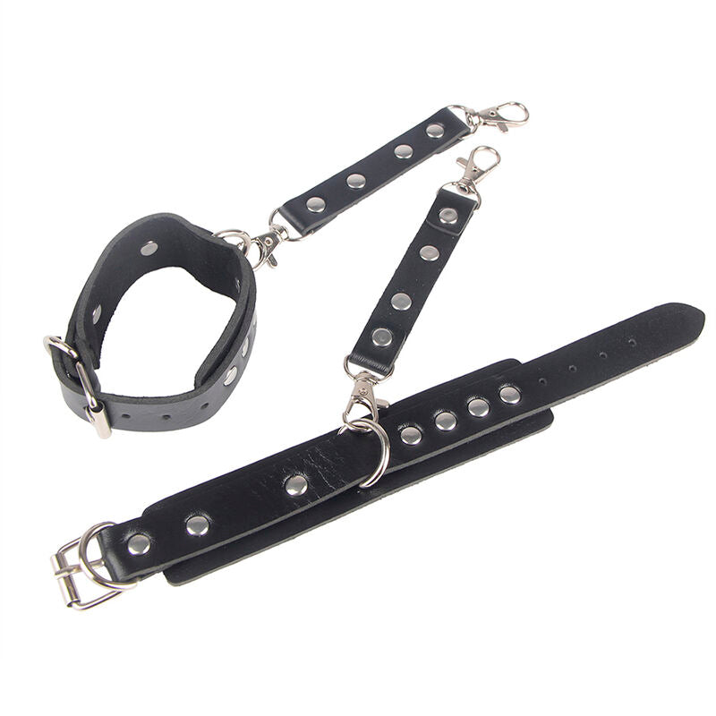 SUBBLIME - 953690 HANDCUFFS WITH BONDAGE BELT BLACK ONE SIZE - NOCTURNA DESIRES