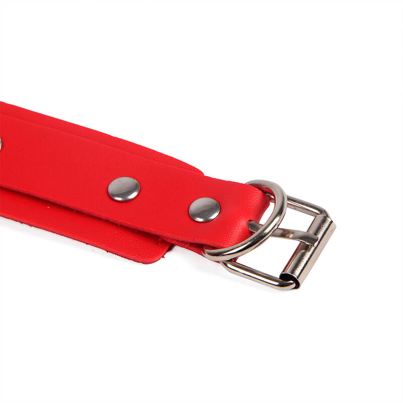 SUBBLIME - 953706 HANDCUFFS WITH BONDAGE BELT RED ONE SIZE - NOCTURNA DESIRES