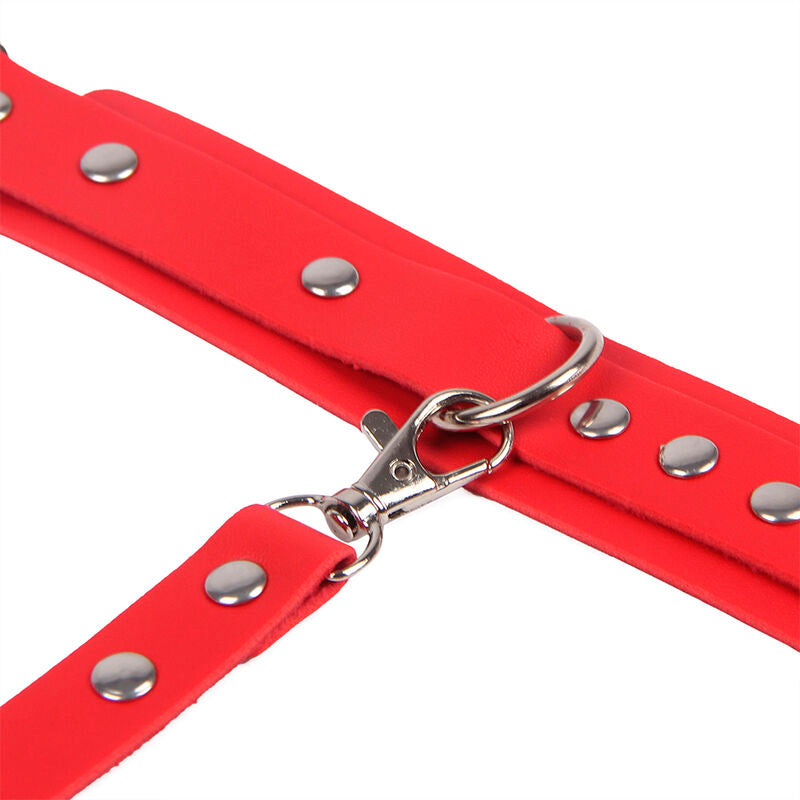 SUBBLIME - 953706 HANDCUFFS WITH BONDAGE BELT RED ONE SIZE - NOCTURNA DESIRES