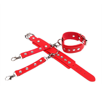 SUBBLIME - 953706 HANDCUFFS WITH BONDAGE BELT RED ONE SIZE - NOCTURNA DESIRES