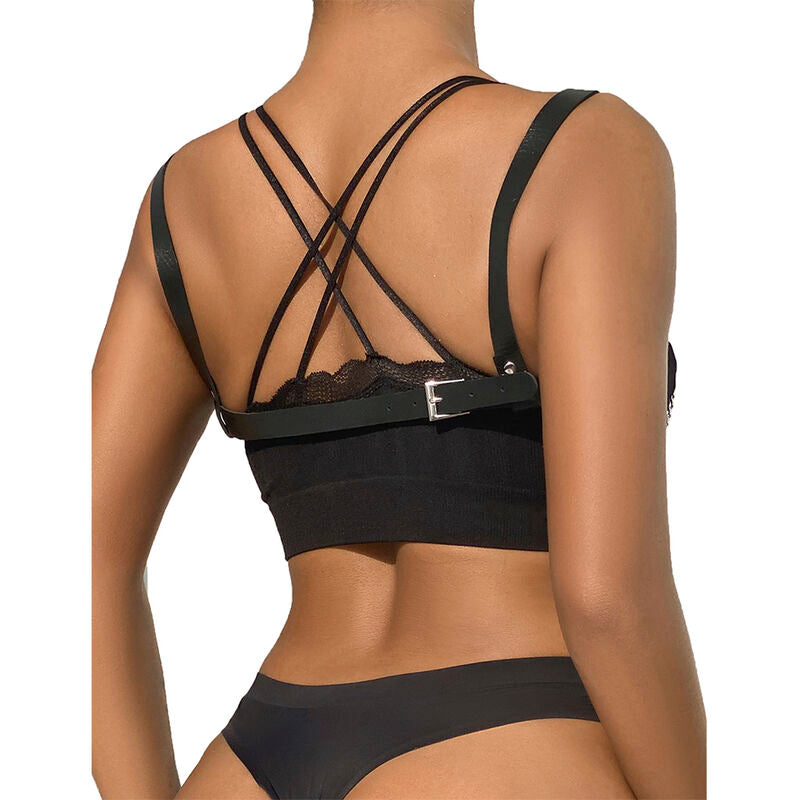 SUBBLIME - 953713 PUNK BONDAGE BELT METAL BUCKLE BLACK ONE SIZE - NOCTURNA DESIRES