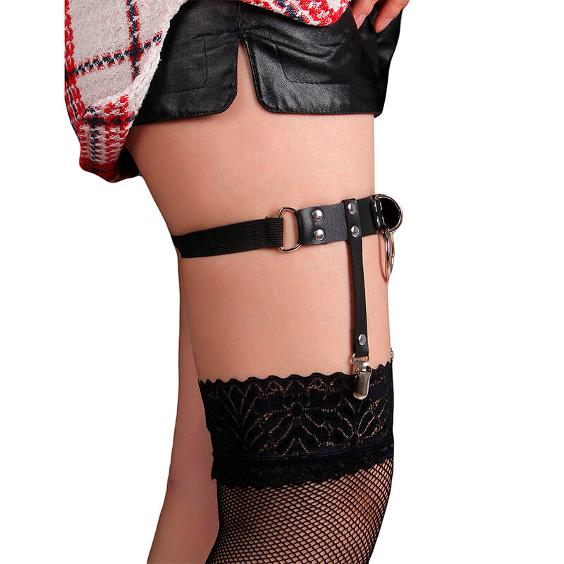 SUBBLIME - 953744 ADJUSTABLE LEATHER PUNK GARTER BLACK ONE SIZE - NOCTURNA DESIRES