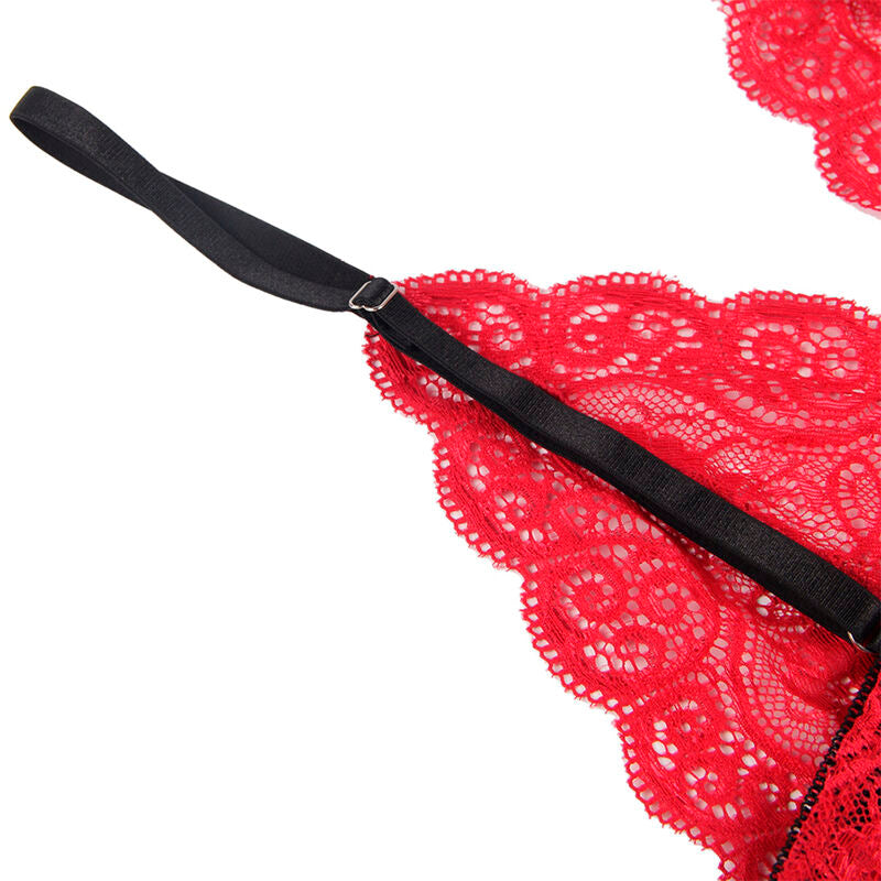 SUBBLIME - 953898 SILK AND LACE NIGHTGOWN + PANTIES RED S/M - NOCTURNA DESIRES