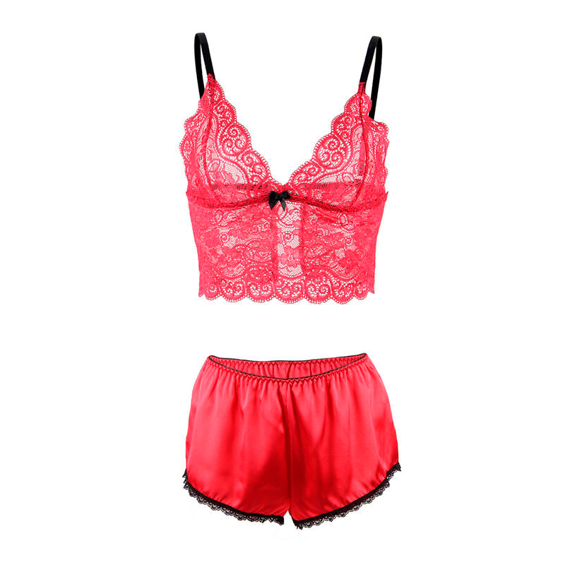 SUBBLIME - 953898 SILK AND LACE NIGHTGOWN + PANTIES RED S/M - NOCTURNA DESIRES