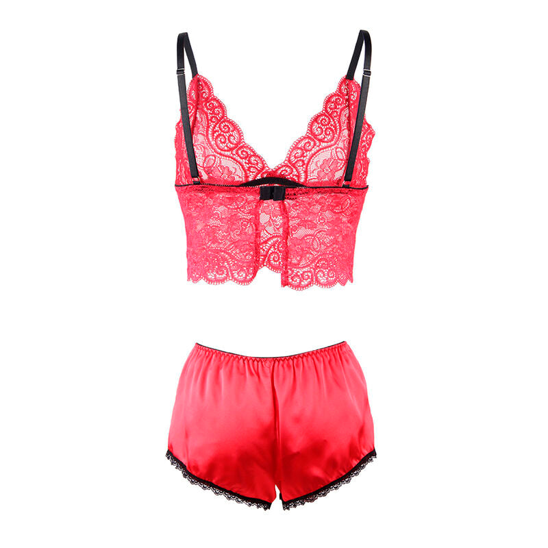 SUBBLIME - 953898 SILK AND LACE NIGHTGOWN + PANTIES RED S/M - NOCTURNA DESIRES