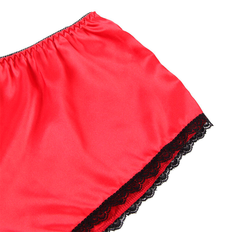 SUBBLIME - 953904 SILK AND LACE NIGHTGOWN + PANTIES RED L/XL - NOCTURNA DESIRES