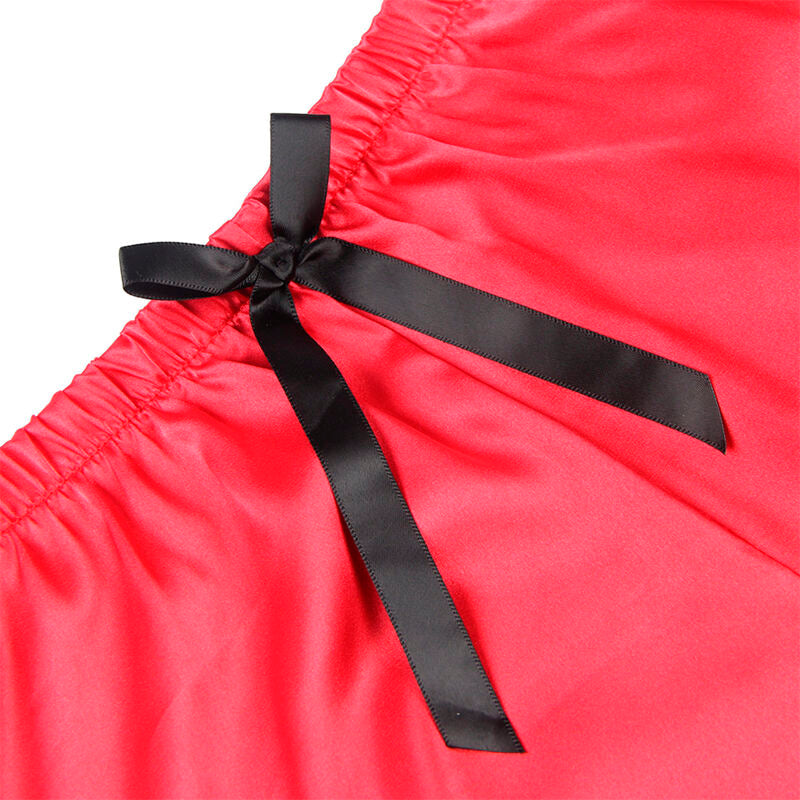 SUBBLIME - 953959 CASUAL SILK NIGHTGOWN + LACE PANTS BLACK/RED S/M - NOCTURNA DESIRES