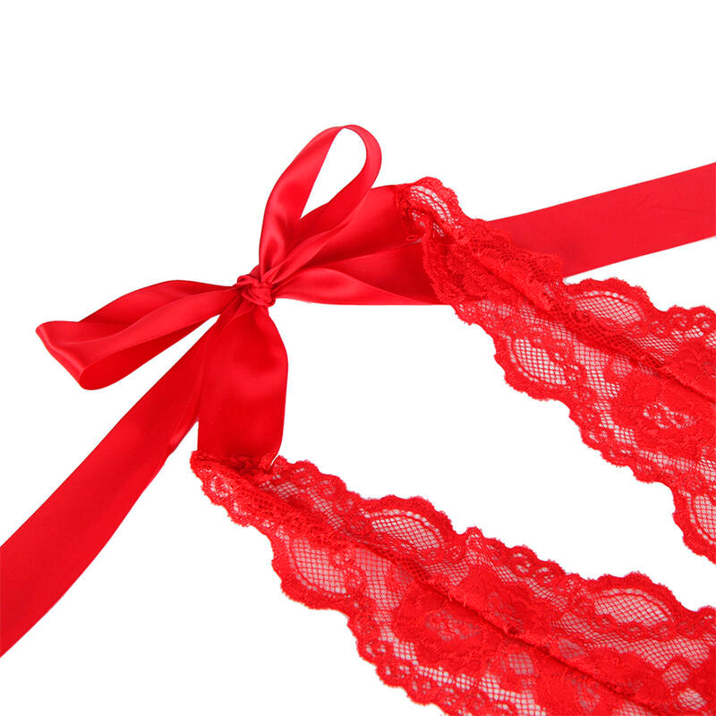 SUBBLIME - 953973 SEXY BODY WITH RUFFLES + BELT RED S/M - NOCTURNA DESIRES