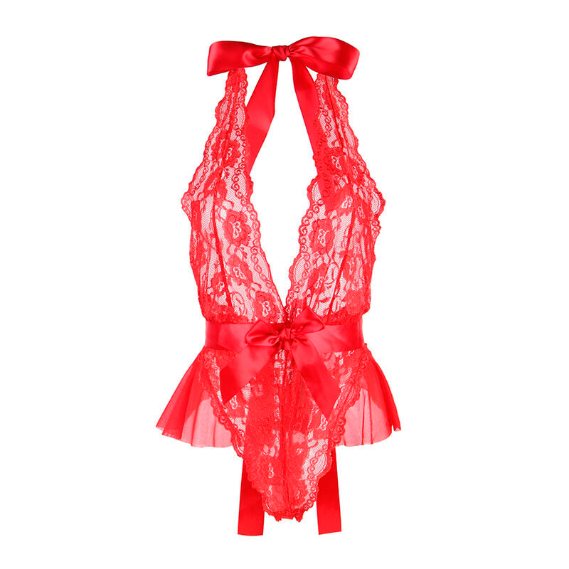 SUBBLIME - 953980 SEXY BODY WITH RUFFLES + BELT RED L/XL - NOCTURNA DESIRES