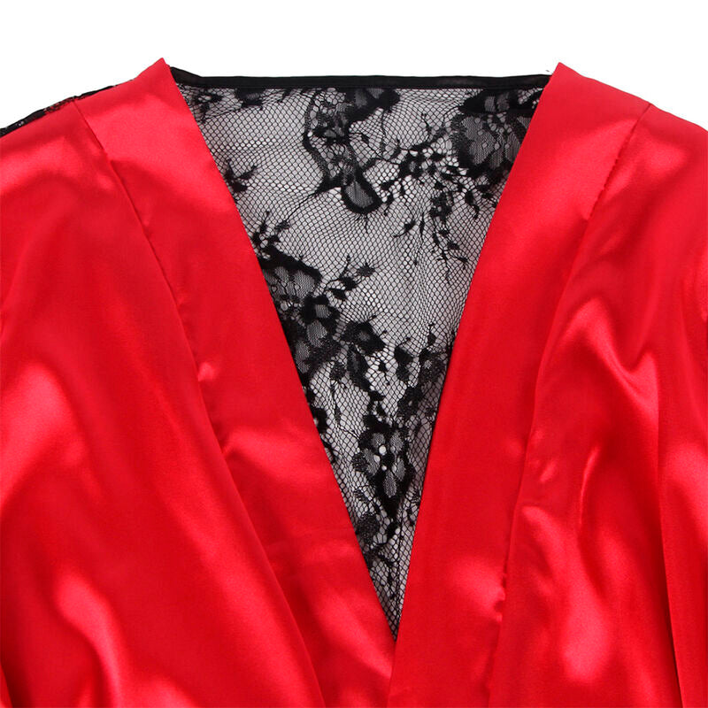 SUBBLIME - 954017 LACE SHEER BACK CAMISOLE + THONG RED/BLACK S/M - NOCTURNA DESIRES