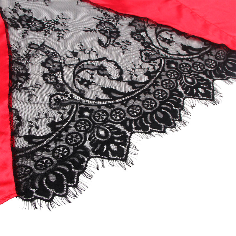 SUBBLIME - 954024 LACE SHEER BACK CAMISOLE + THONG RED/BLACK L/XL - NOCTURNA DESIRES