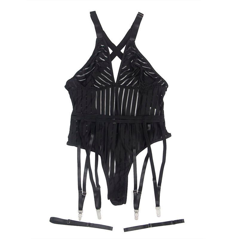 SUBBLIME - 954154 BODY WITH GARTER BELT BLACK L/XL - NOCTURNA DESIRES
