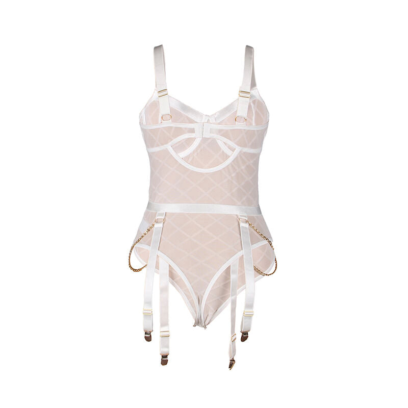 SUBBLIME - 954291 BODY WITH CHAINS + GARTER BELT WHITE L/XL - NOCTURNA DESIRES