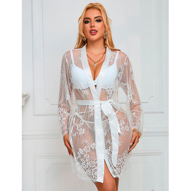 SUBBLIME - 954369 LONG SLEEVE NIGHTGOWN WITH FLORAL DESIGN WHITE S/M - NOCTURNA DESIRES