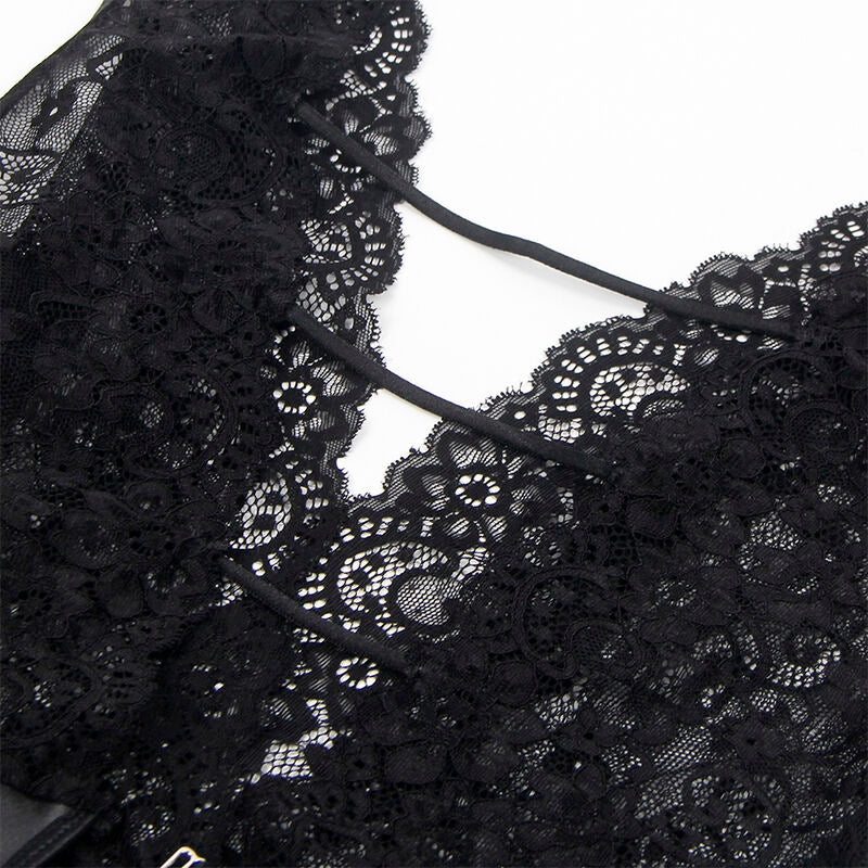 SUBBLIME - 954390 SEXY BODY WITH GARTER BELT BLACK L/XL - NOCTURNA DESIRES