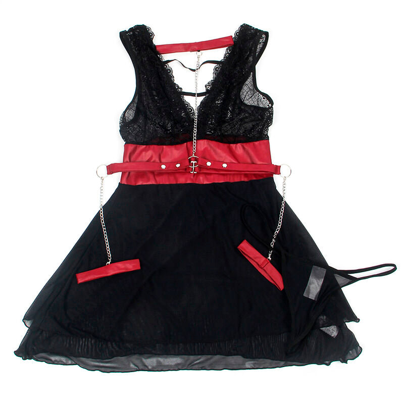 SUBBLIME - 954437 LACE BONDAGE DRESS BLACK L/XL - NOCTURNA DESIRES