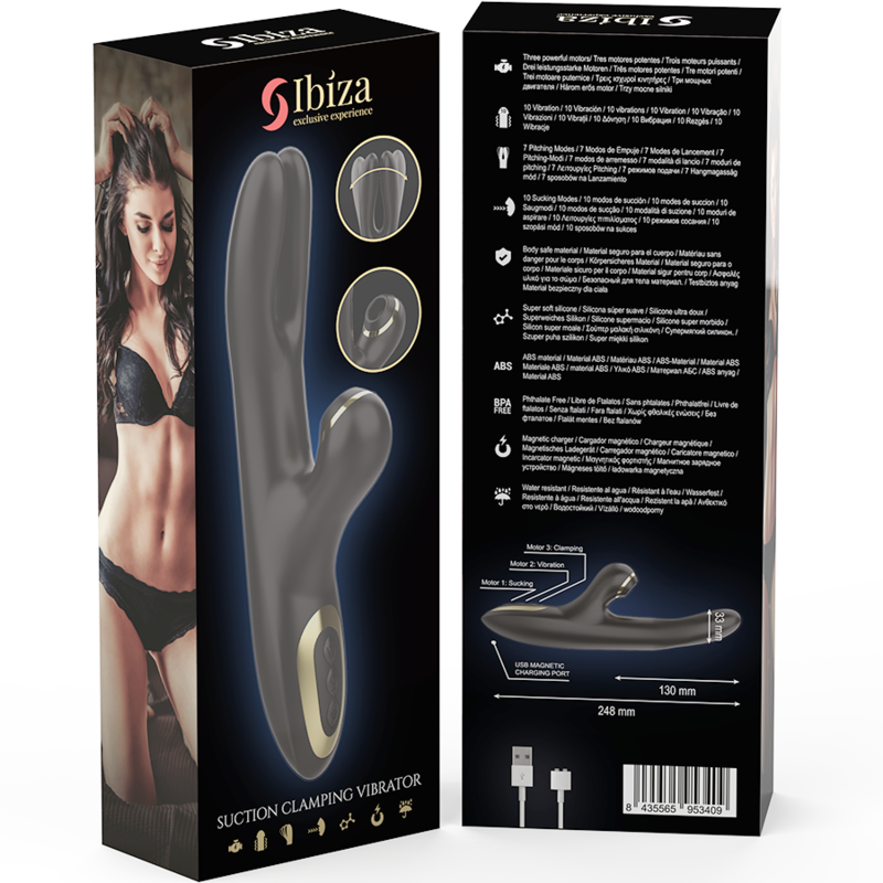 IBIZA - DOUBLE VIBRATOR CLAMPING BLACK - NOCTURNA DESIRES