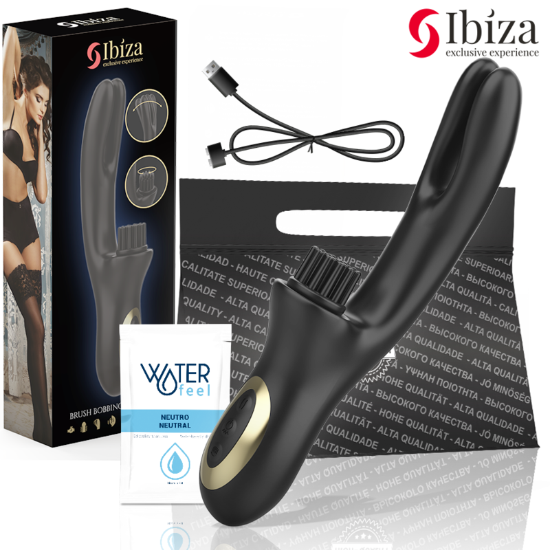 IBIZA - HI-TECH RABITT BRUSHING MULTI-CELL CLITORIAL AND DOUBLE WAVE VIBRATOR - NOCTURNA DESIRES